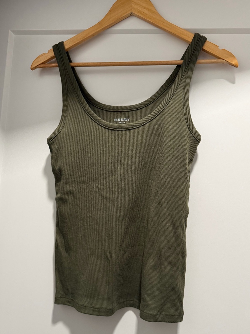 Old Navy Olive Ribbed Scoop Tank Top